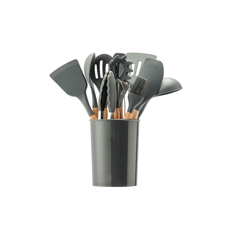 12Pcs/Set Wooden Handle Silicone Kitchen Utensils