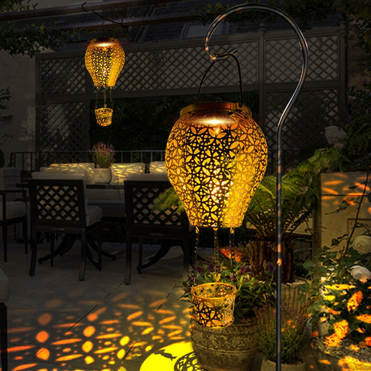Metal Hanging Hot Air Balloon Solar Lights