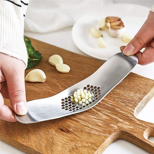 Stainless Steel Multi-function Curved Garlic Press